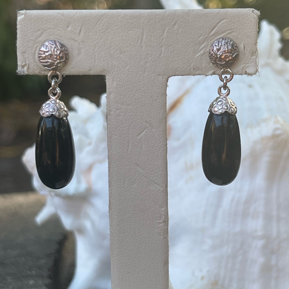 Jay King sterling silver and black onyx earrings